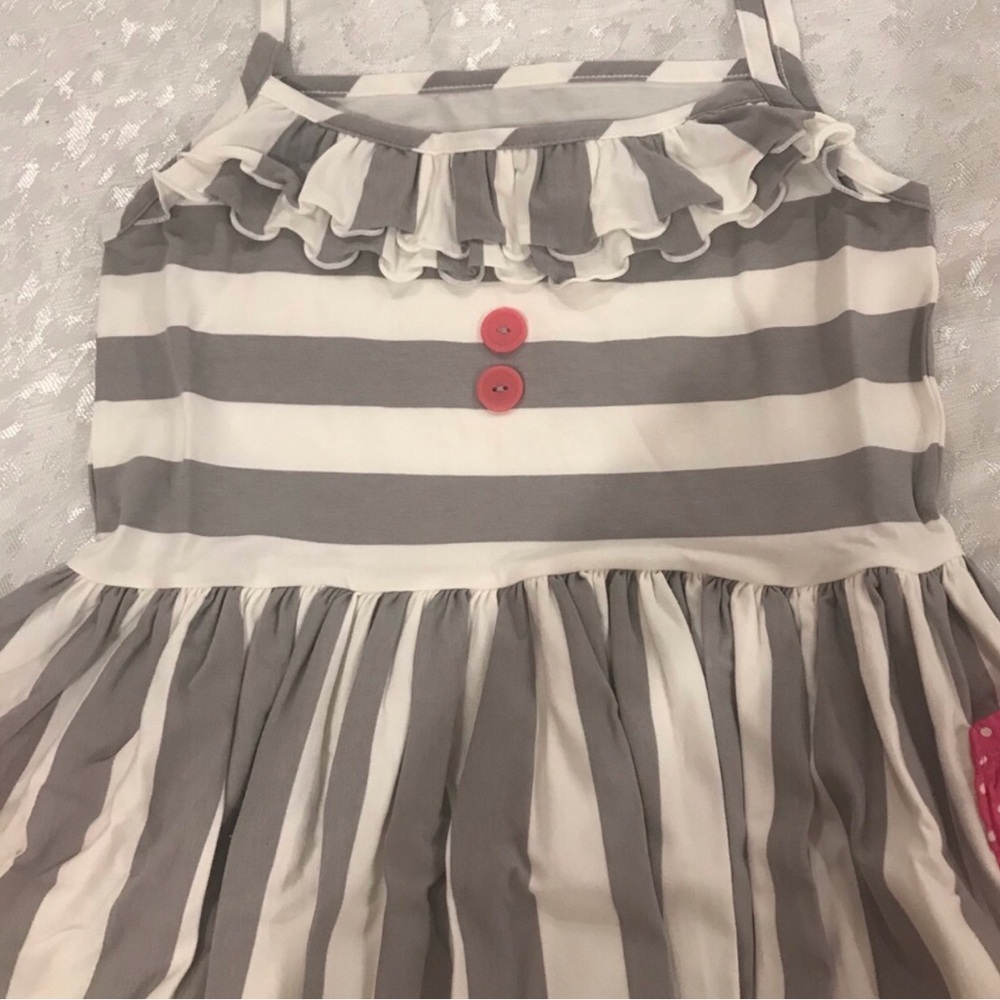 Eleanor Rose Striped Gray and White Dress with Pink Accents NWOT - Picture 3 of 3